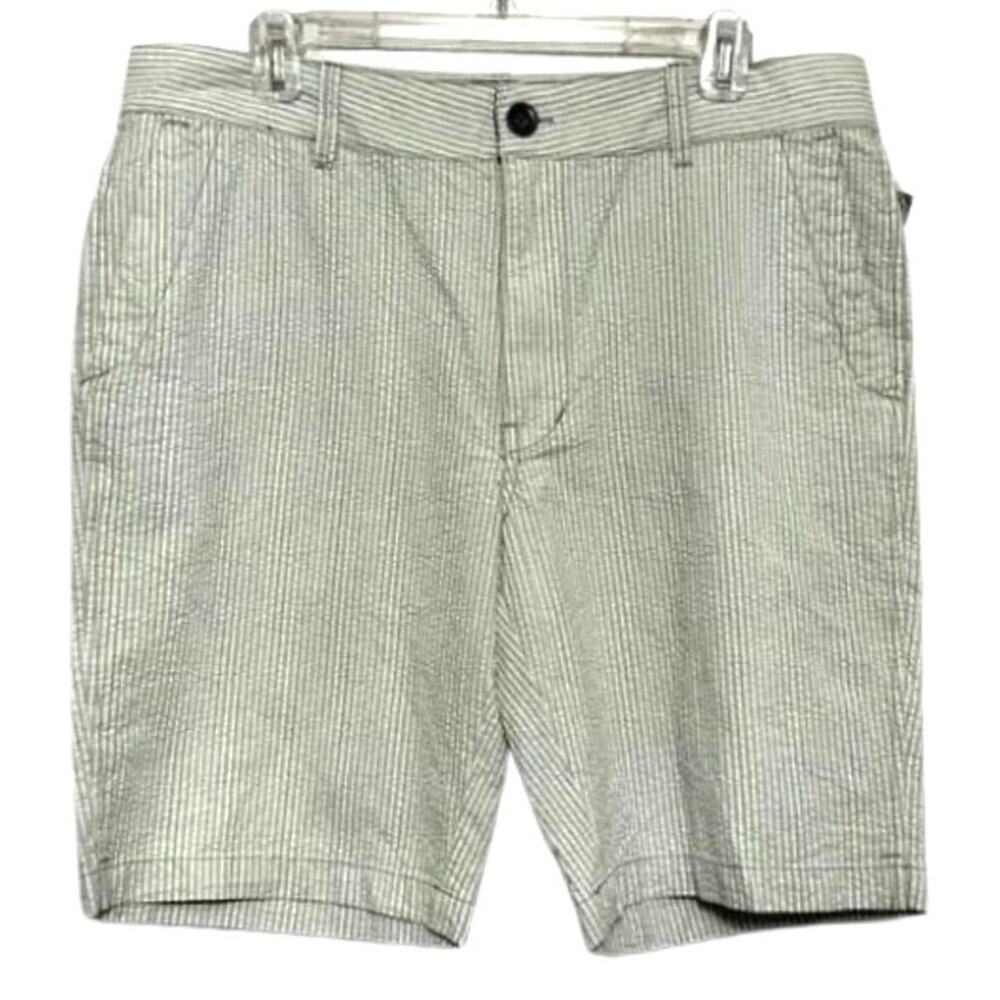 Union Green White Seersucker Chino Shorts 36 NWT Lightweight Summer Golf Classic